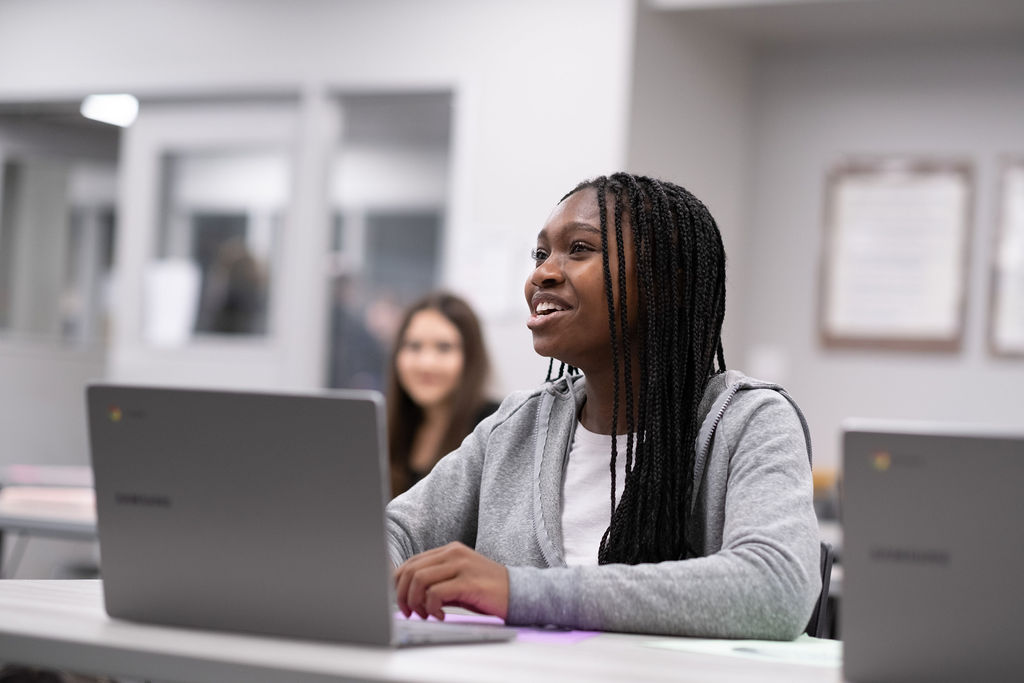 Middle School Student with Laptop