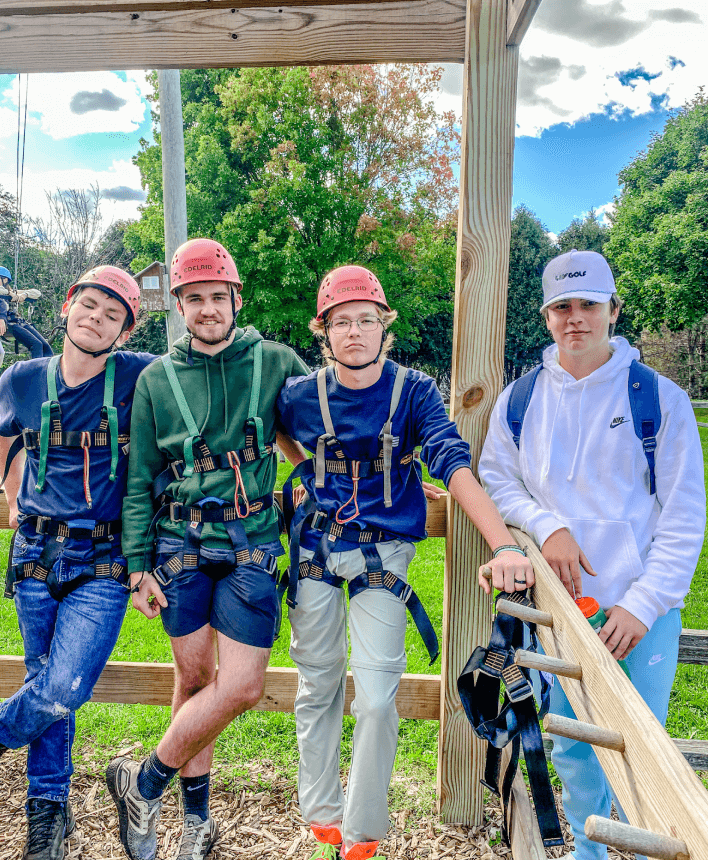 Students at High Ropes Course