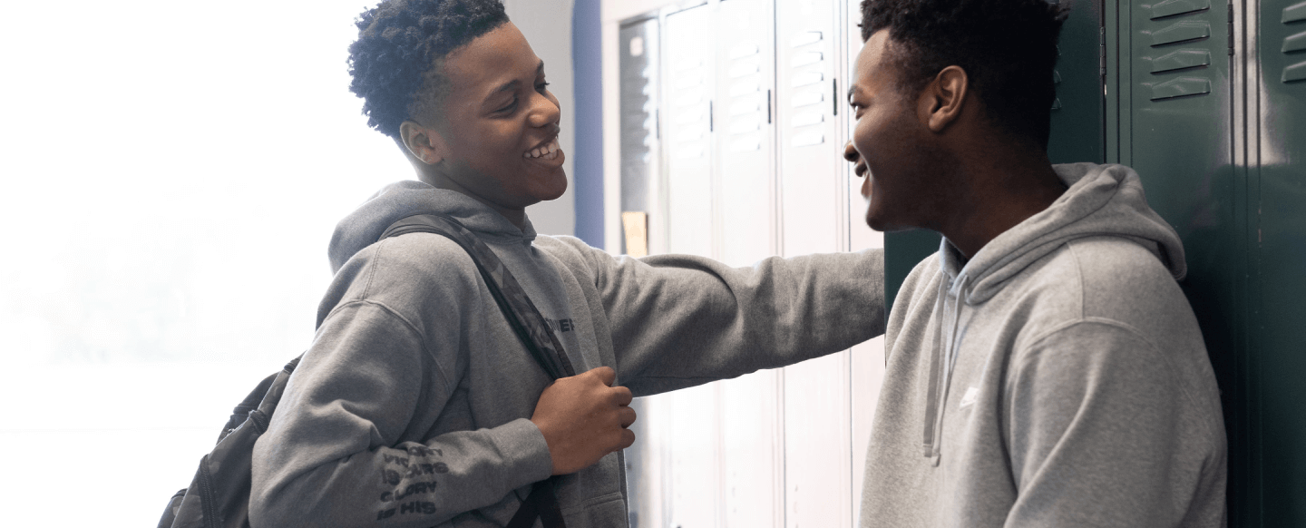 Students standing by lockers